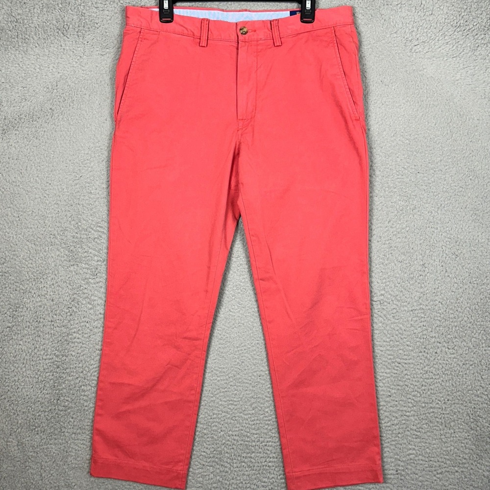Polo Ralph Lauren Pants Mens 33X30 Salmon Pink Chino Stretch Straight Fit EUC